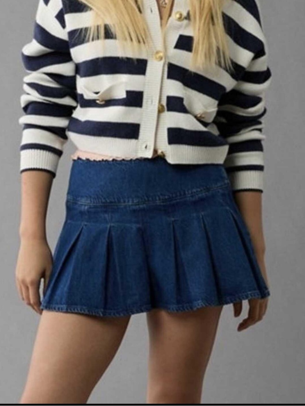 American Eagle denim pleated skort/skirt sz12